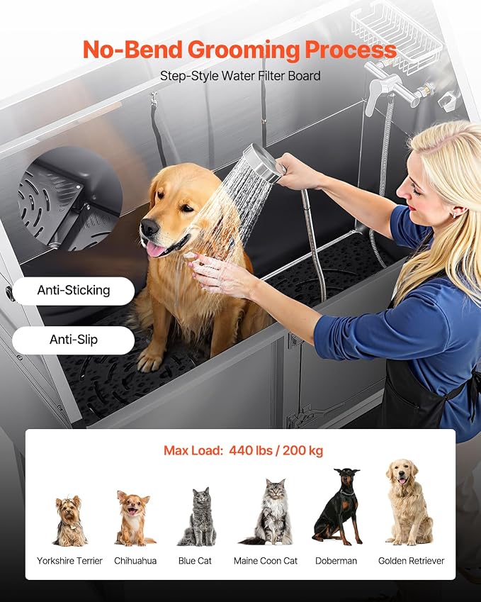 VEVOR Stainless Steel Dog Washing Station, Professional 62 inch Pet Grooming - Image 4