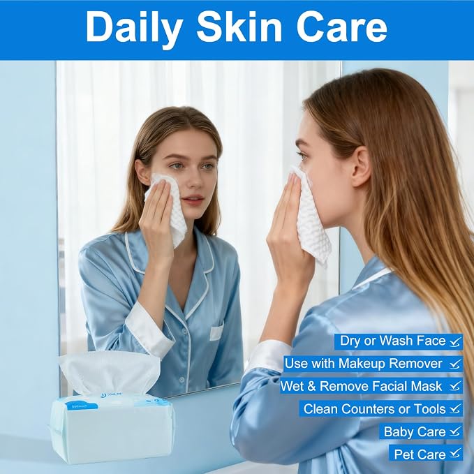 Disposable Face Towels, Dry Wipes Face Tissues Towelettes - Image 5
