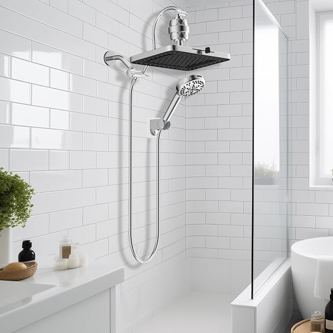 Hibbent Upgraded 5-spray 13'' Dual Filtered Rainfall Shower Head Combo - Image 9