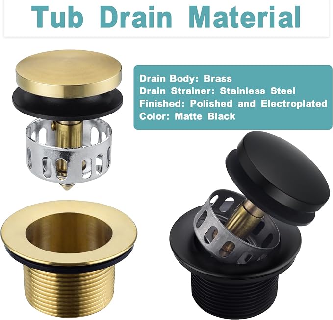 BESTILL Tip-Toe Bathtub Drain Bath Tub Trim Set Conversion Kit - Image 4
