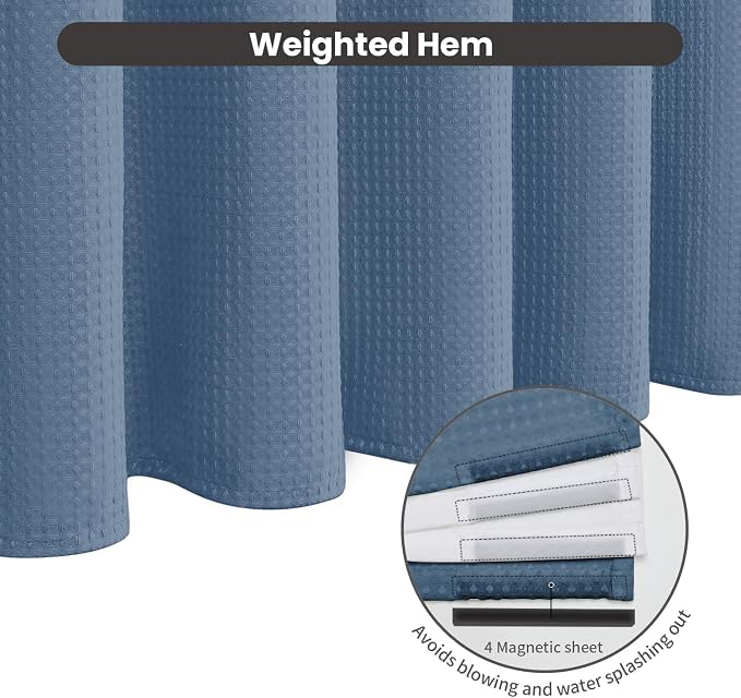 Inhousolu No Hook Waffle Weave Shower Curtain - Image 4