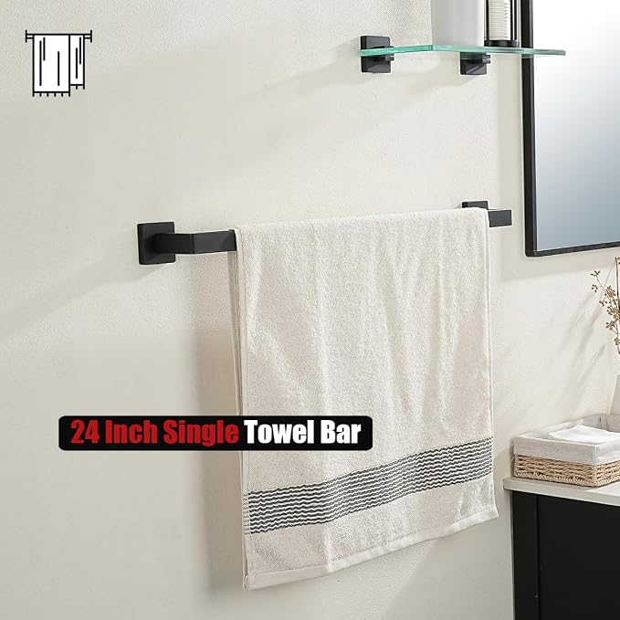 JQK Black Towel Bar, Rounded Edges 29.41 Inch Towel Rack, 304 Stainless Steel - Image 7