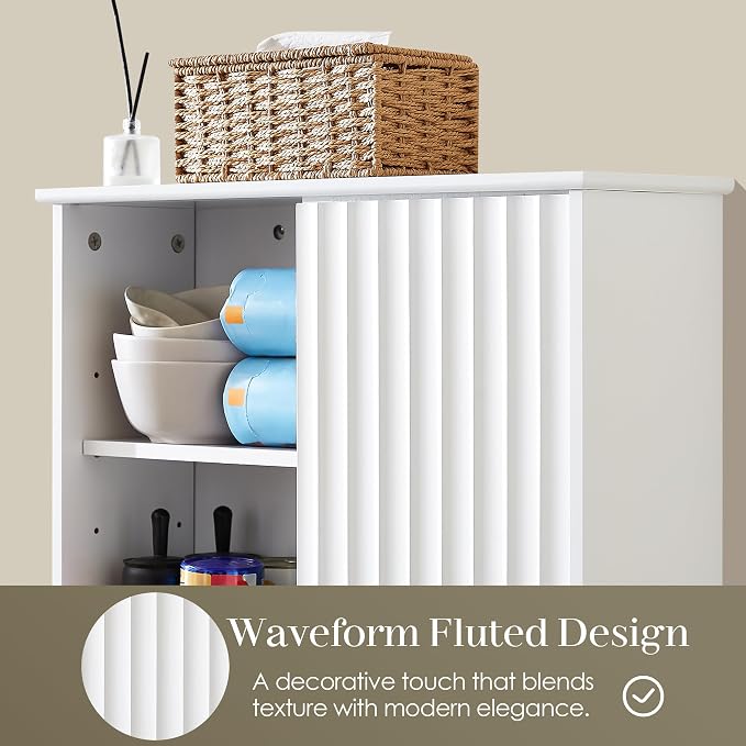 22.5 x 23.5 inch Bathroom Wall Cabinet, Medicine Cabinet Wall Mounted w/Fluted - Image 3