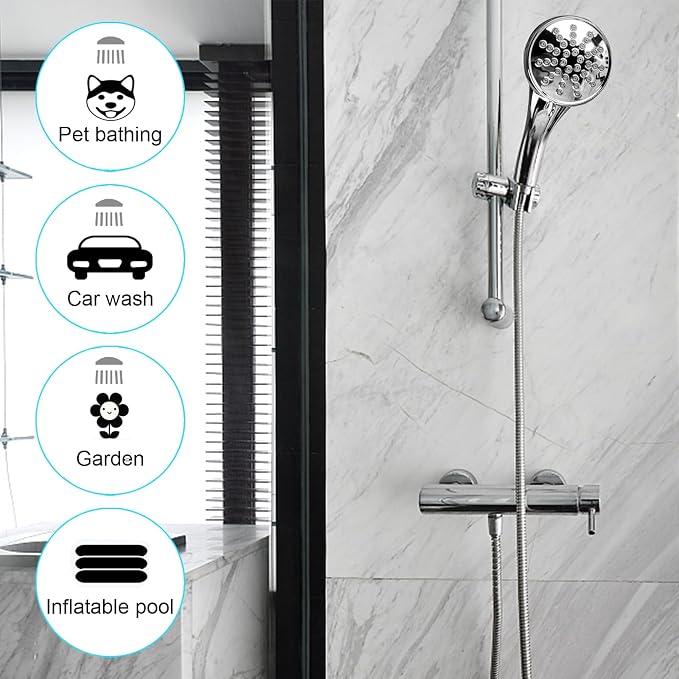 118" Shower Hose, Extra Long 304 Stainless Steel Handheld Shower Head Hose - Image 7
