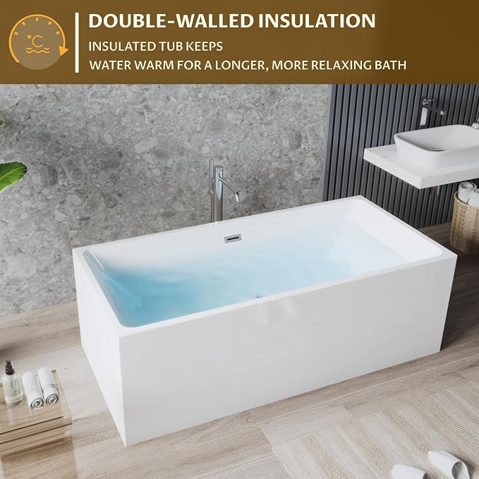 67" Acrylic Free Standing Bathtub - Image 3