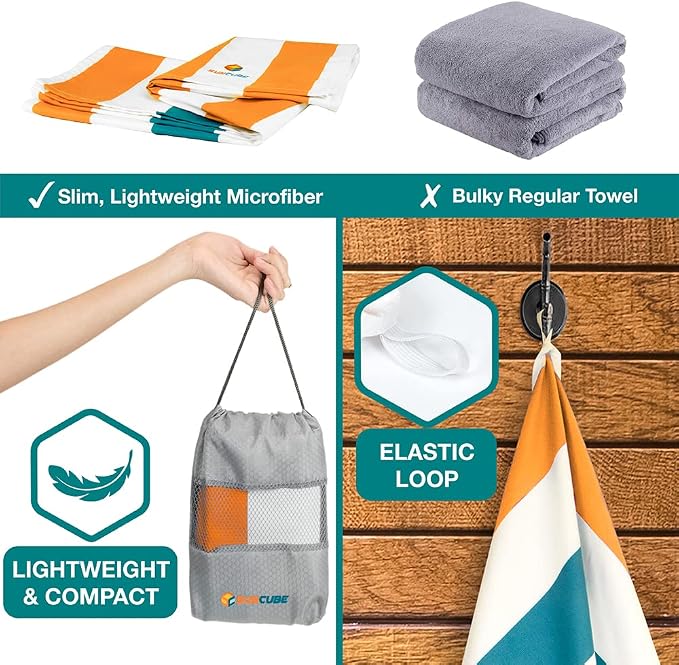SUN CUBE Microfiber Beach Towel, Quick Dry Sand Free Beach Towel, Lightweight - Image 5