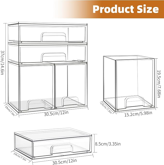 Baby Bottle Organizer, 4 Pack Stackable Storage Drawers - Image 3