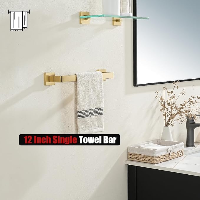 JQK Gold Towel Bar, Rounded Edges 14.41 Inch Towel Rack, 304 Stainless Steel - Image 7