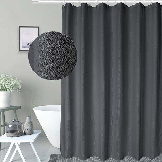 AooHome 72x75 Inch Waffle Weave Shower Curtain, Dark Grey Fabric Durable by AooHome