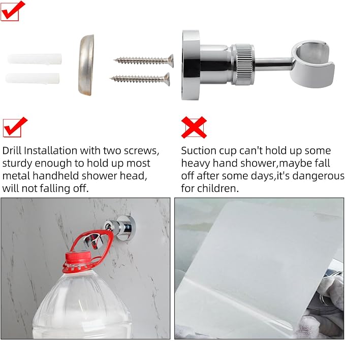 PHASAT Handheld Shower Head Holder Adjustable Solid Brass Handheld Shower Head - Image 3