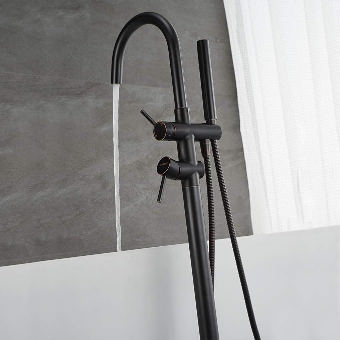 Freestanding Tub Filler Bathtub Faucet Oil Rubbed Bronze Floor Mount Brass - Image 4