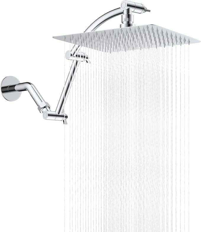 Hibbent All Metal cUPC Certified Rain Shower Head, Solid Brass Adjustable by Hibbent