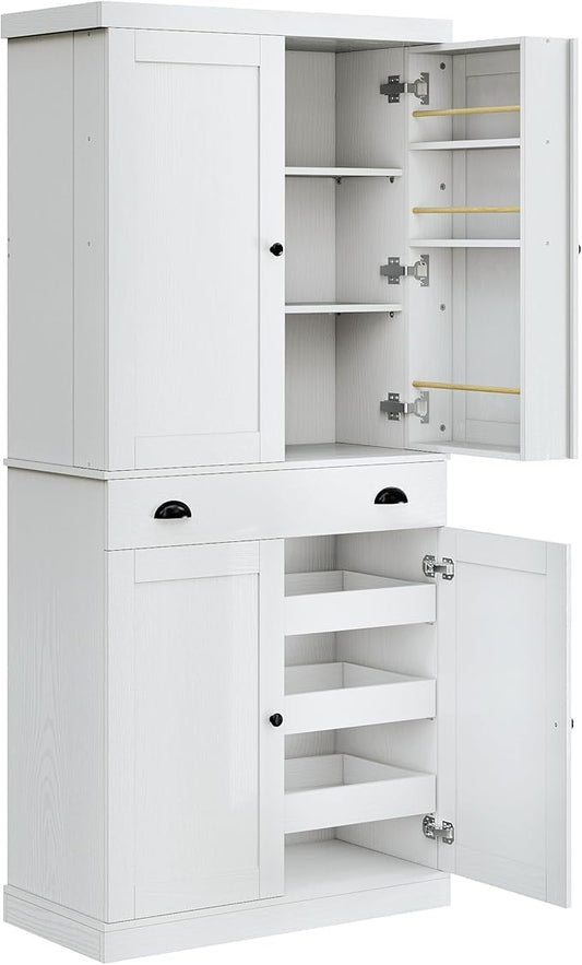 IRONCK Kitchen Pantry Cabinet 72" Height, Freestanding Cupboard by IRONCK