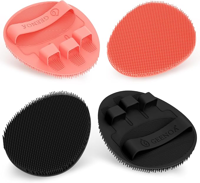 Soft Silicone Bath Gloves 4PC, 360° Anti-slip & Enlarged Silicone Body Scrubber by GEENOA