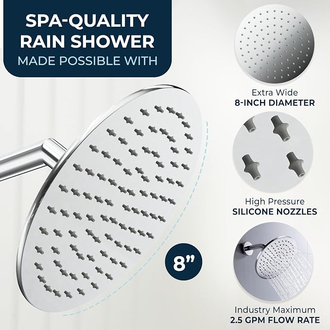 HammerHead Showers® Solid Metal 8 Inch Rainfall Shower Head – CHROME - Image 3