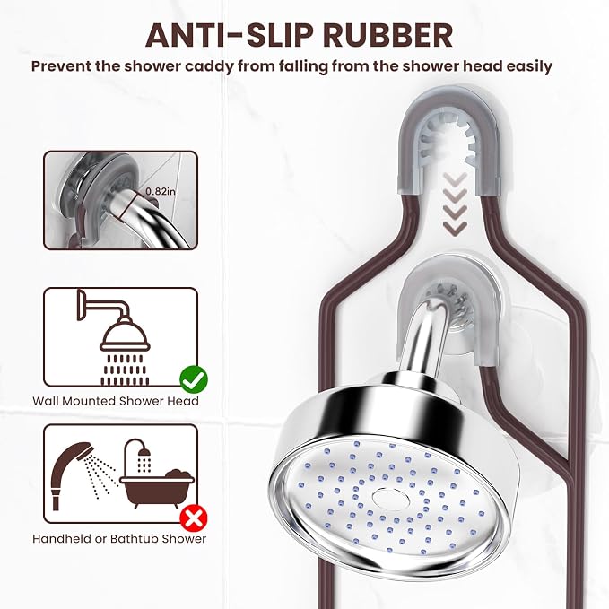 REINHARDT Shower Caddy Hanging, Rustproof Shower Caddy Anti-Swing Shower - Image 5