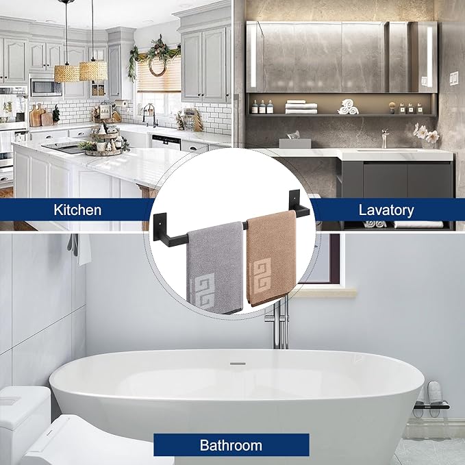 NearMoon Self Adhesive Bathroom Towel Bar, Stainless Steel Square Bath Wall - Image 6
