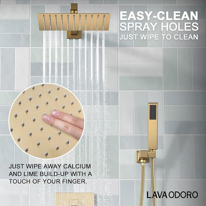 Lava Odoro Modern 3-Setting Square Shower and Tub Faucet Set - Image 5
