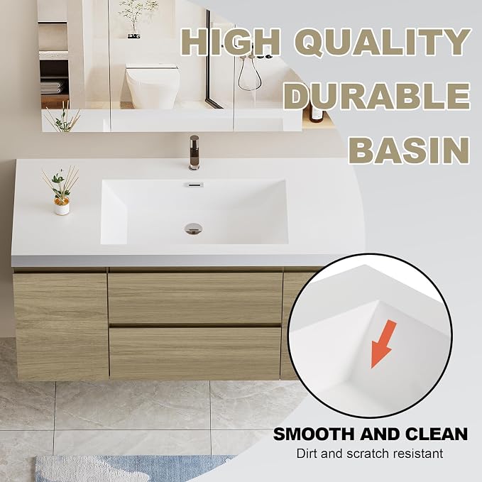 Floating Vanity Bathroom, 48 Inch Bathroom Vanity - Image 3