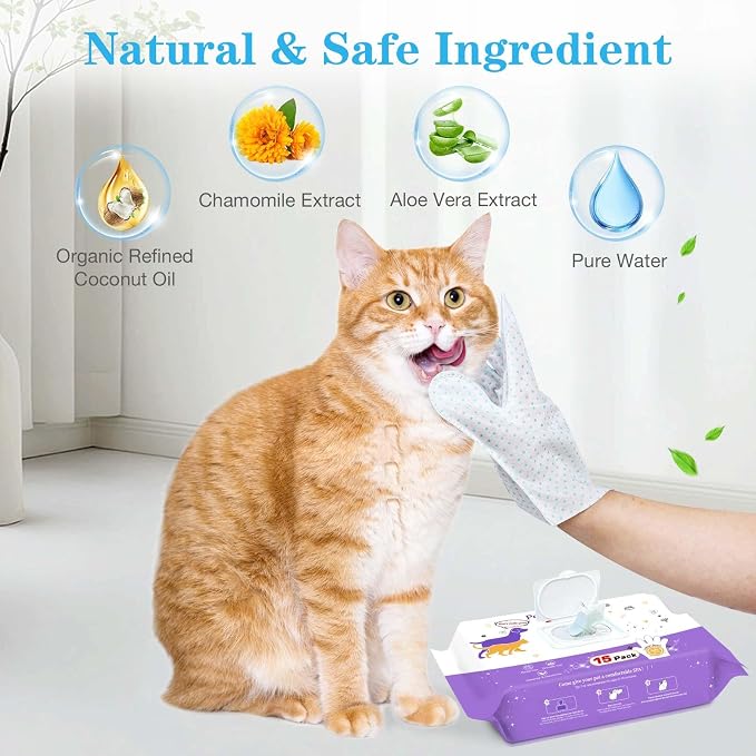 Dog Cleaning Gloves Wipes 30pcs Deodorizing Disposable Pet Grooming Bathing - Image 3
