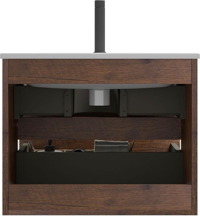 24" Bathroom Vanity with Sink, Modern Floating Vanity with Double Soft Closing - Image 7