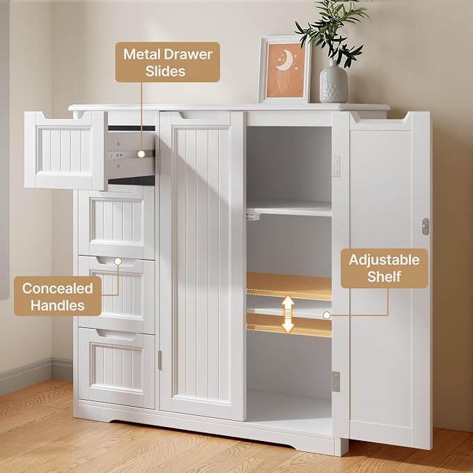 Gizoon Storage Cabinet, Bathroom Floor Cabinet, Kitchen Pantry, Side Storage - Image 5