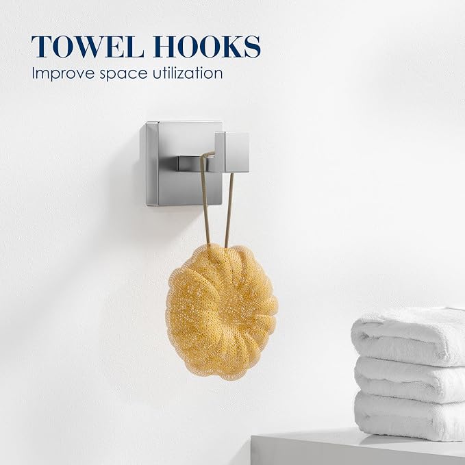 7-Pieces Brushed Nickel Bathroom Accessory Set, Bathroom Accessories, Towel - Image 5