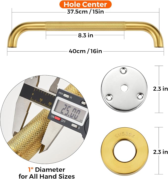 Grab Bars for Shower, 2 Pack 16-Inch Anti Slip Shower Handles for Elderly - Image 4