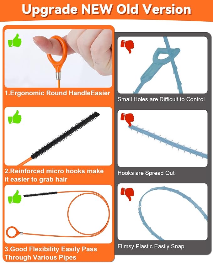 32 Inch Snake Drain Hair Removal Tool, Anti-Break Metal - Image 4