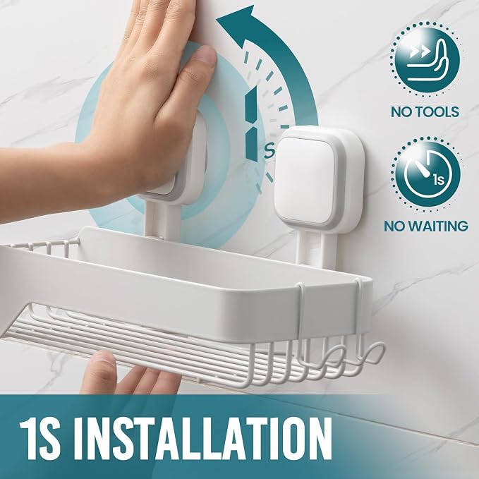 TAILI Shower Caddy Suction Cup 2 Pack, Stainless Steel Rustproof Shower Shelves - Image 2
