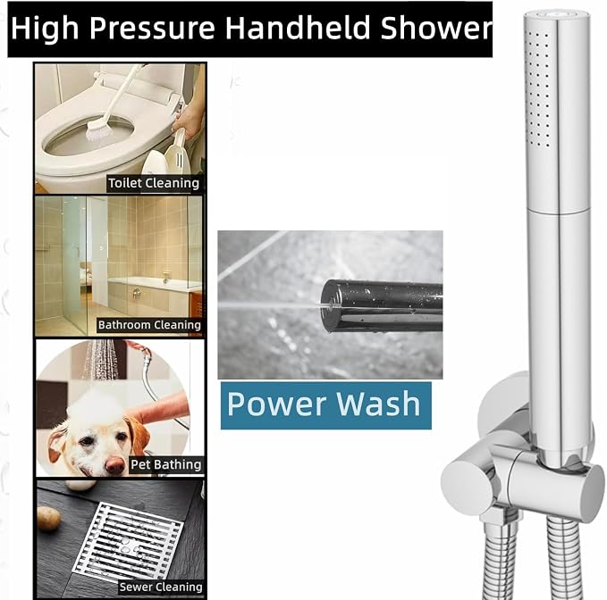 AYIVG Chrome Finish Round Brass 2 In 1 Function High Pressure Handheld Shower - Image 3