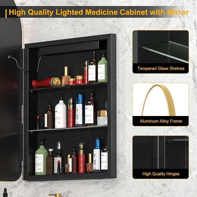 Lighted Arched Medicine Cabinet - Image 3