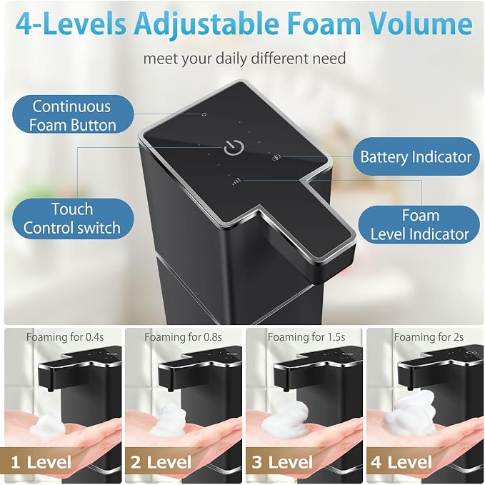 Automatic Foaming Soap Dispenser Touchless 380ml/12.8oz Rechargeable Hand Soap - Image 4