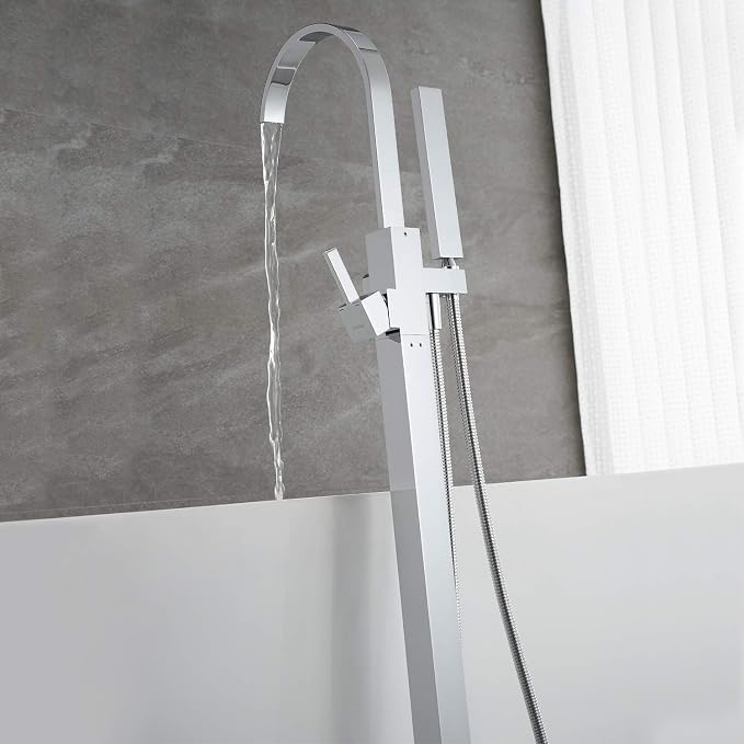 Freestanding Tub Filler Bathtub Faucet Chrome Floor Mounted Faucets - Image 5