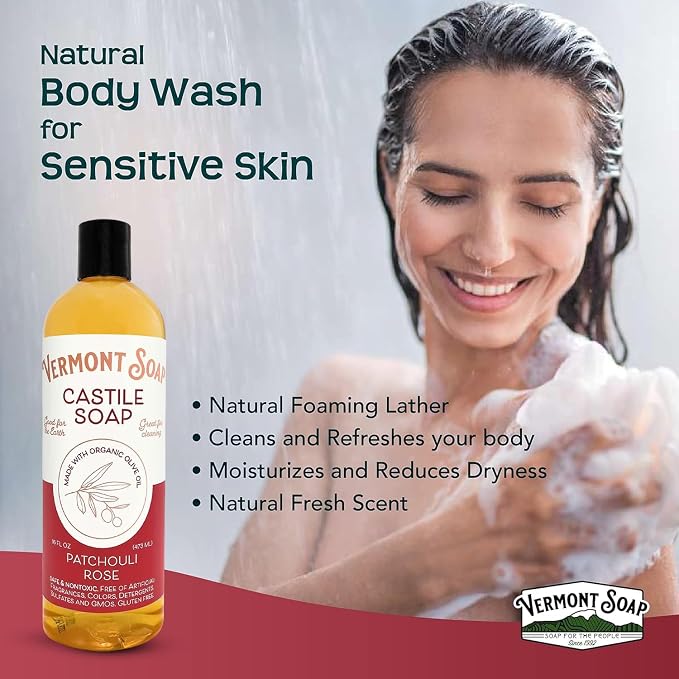 Vermont Castile Soap Patchouli Rose, Gentle Liquid Soap - Image 6