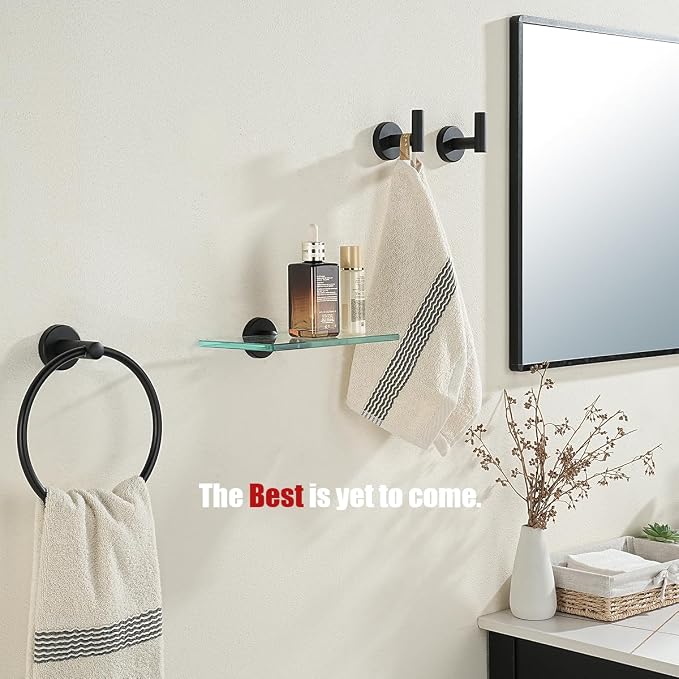 JQK Bathroom Glass Shelf Black, Tempered Glass Shower Storage 8 by 5 inches - Image 4