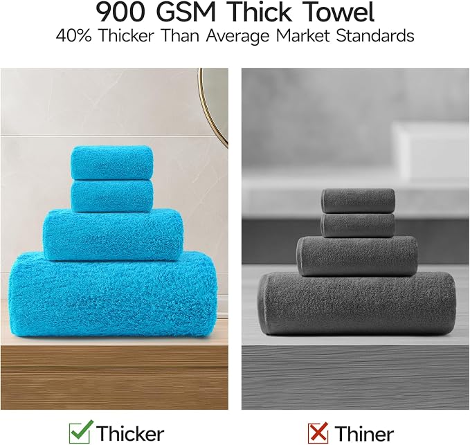 REDKISS Luxury Bath Towel Set of 4, 100% Cotton 900 GSM Premium Bathroom Towels - Image 6