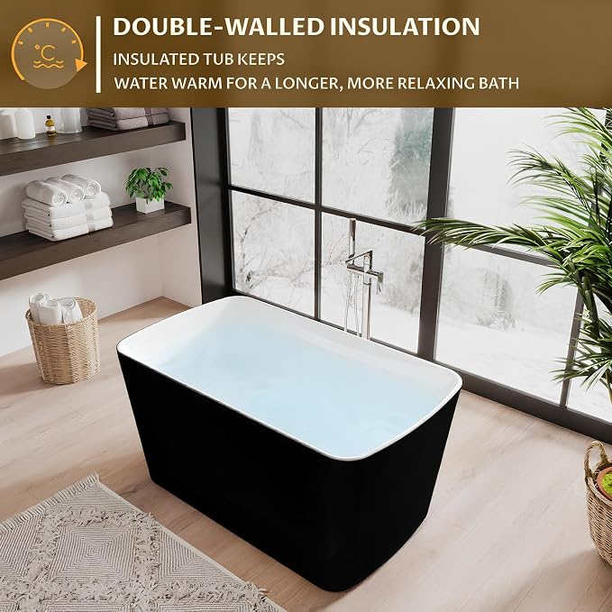 49‘’ GarveeHome Acrylic Freestanding Bathtub, Deep Soaking Stand Alone Tub - Image 5