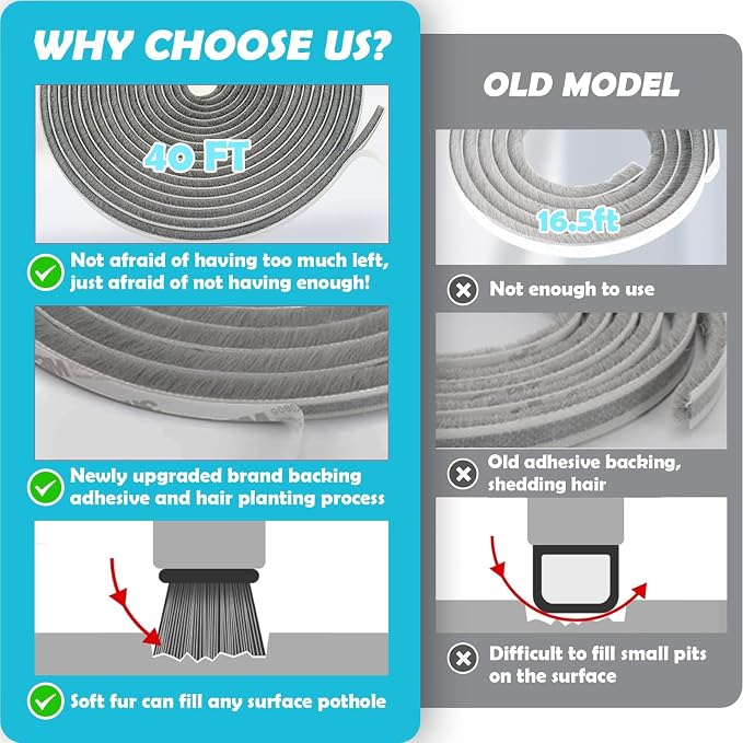 40FT Brush Weather Stripping Door Window Seal - Image 9