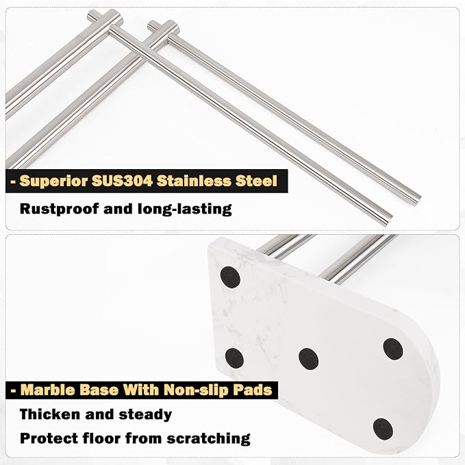 Livabber Standing Towel Rack, 304 Stainless Steel 2-Tier Towel Holder Stand - Image 5