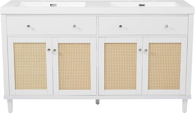 60" Bathroom Vanity with SMC Double Sink, Modern Large Storage Space with 2 - Image 7