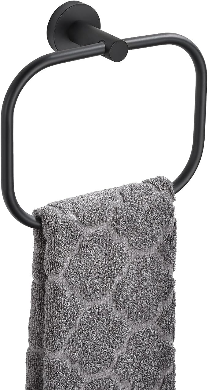 Angle Simple Matte Black Towel Ring Swivel, SUS 304 Stainless Steel Bathroom by AngleSimple