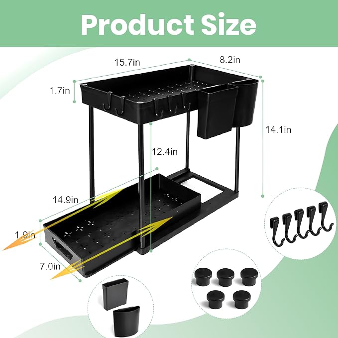 Compact 2-tier under-sink organizer - Image 2