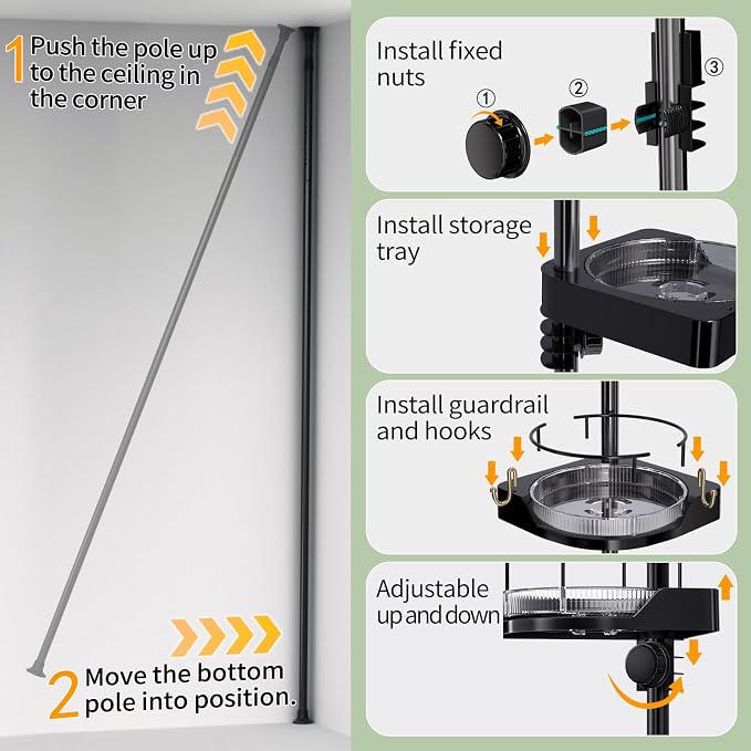 360° Rotating Corner Shower Caddy Tension Pole Organizer - Image 8