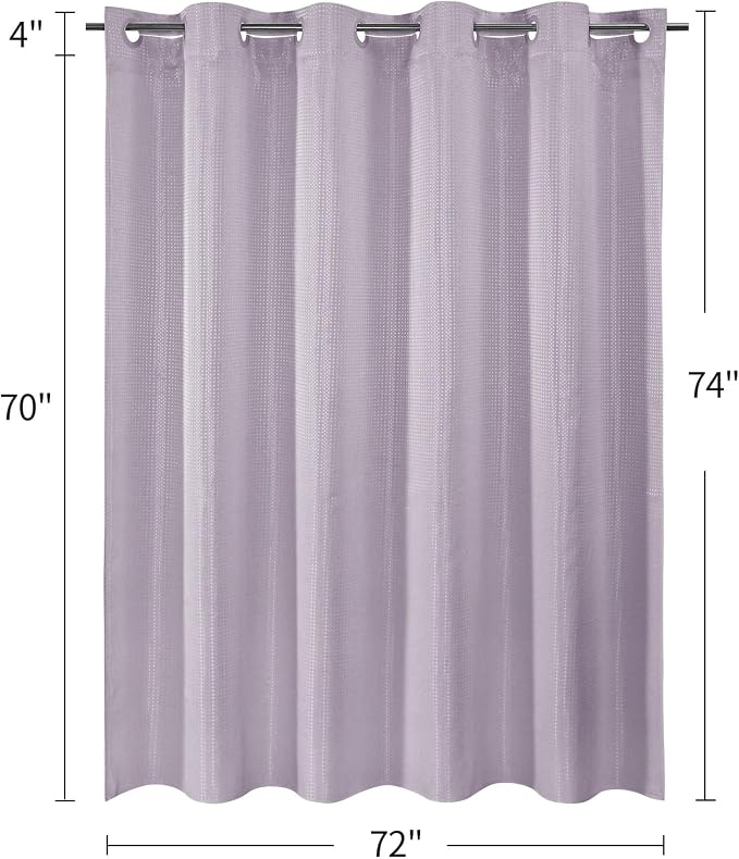 MitoVilla No Hooks Needed Purple Waffle Shower Curtain Liner Set, Modern Waffle - Image 7