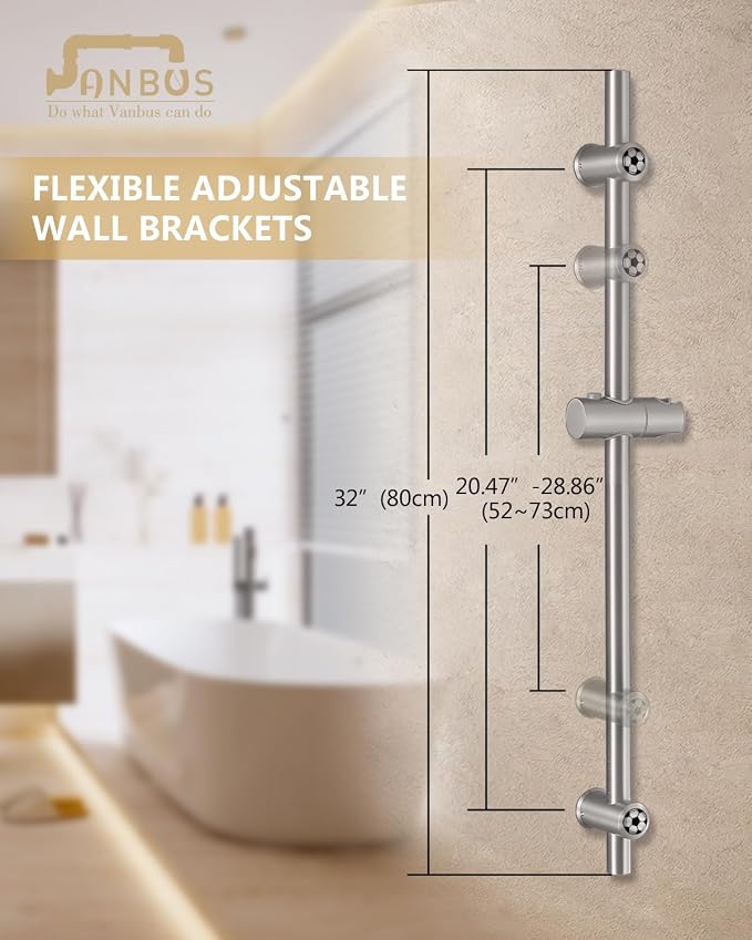 Brushed Nickel Shower Slide Bar 32 Inch - Image 6