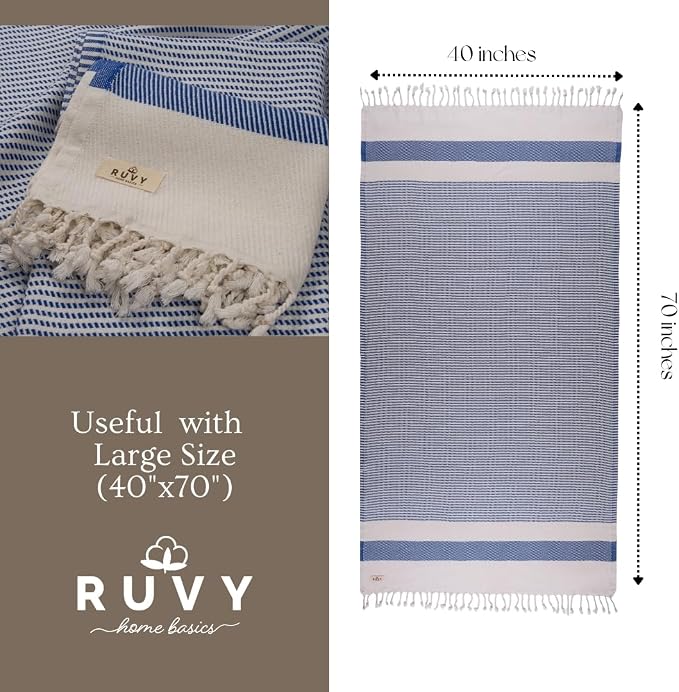 Ruvy Home Basics 2 Pack Turkish Beach Towels – Oversized Quick-Dry Bath Towels - Image 3