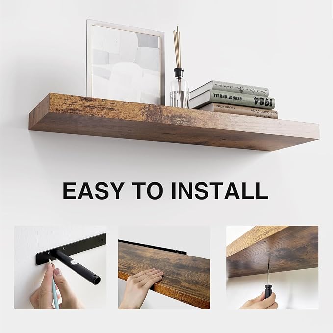 Floating Shelves for Wall Set of 3, 24in Hanging Shelf for Books, Room Decor - Image 6
