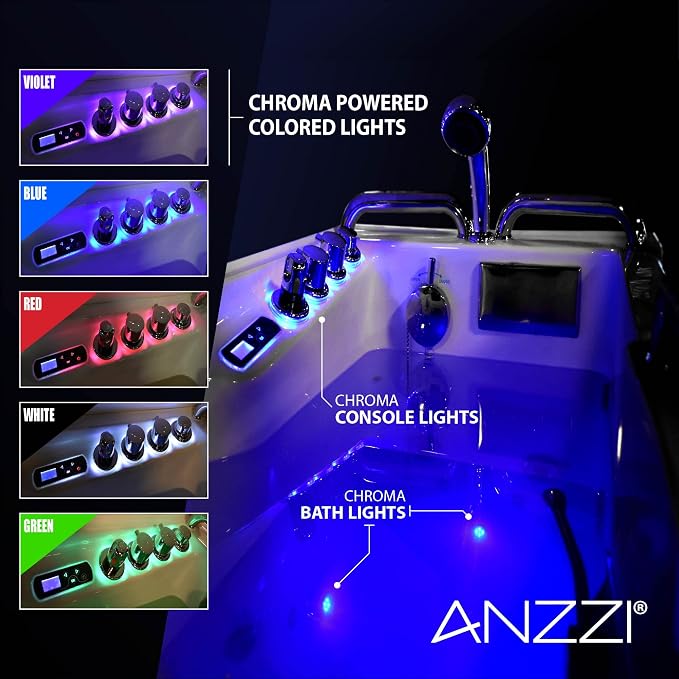 ANZZI Walk In Tub 53" x 27" Left-Drain Bathtub, Air & Whirlpool Massage Jets - Image 6