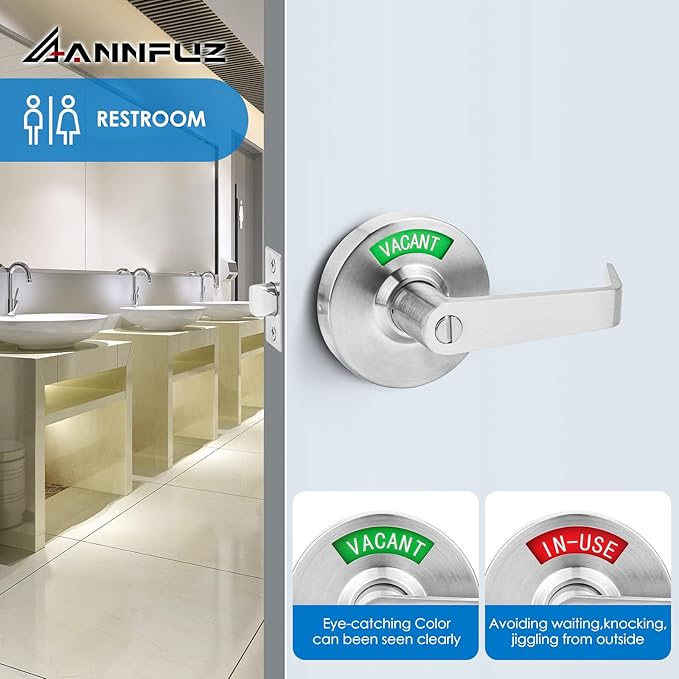 Vacant Occupied Bathroom Door Handle Lock, Privacy Lever - Image 6
